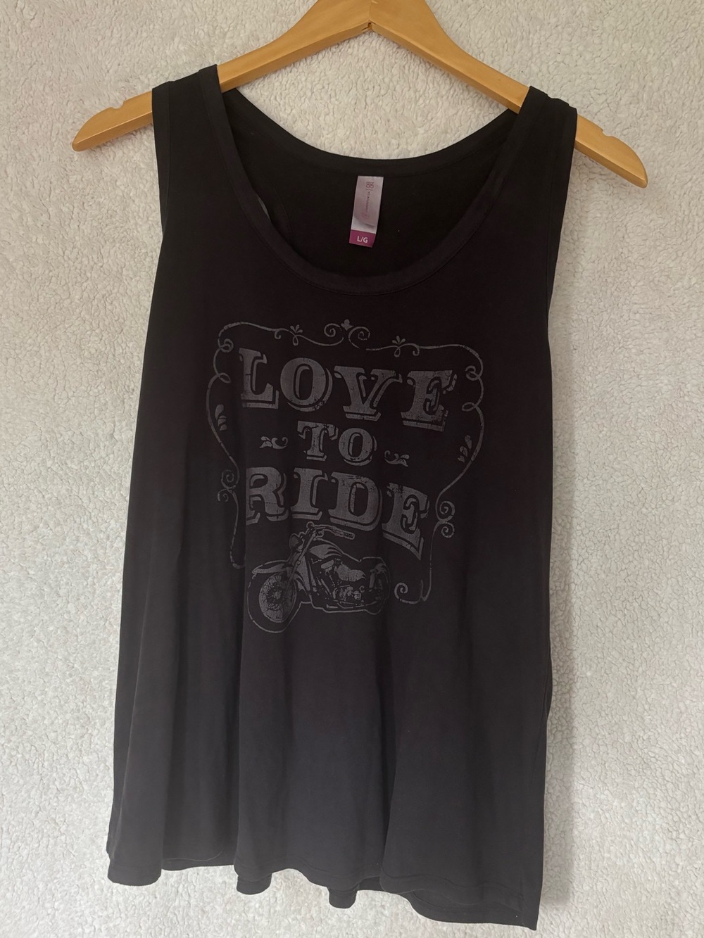 No Boundaries “Love to Ride” Motorcycle Graphic Racerback Tank – L